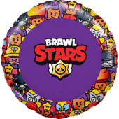 Шар (18''/46 см) Круг, Brawl Stars, Команда бойцов, дизайн №1, Фиолетовый, 1 шт. в упак.