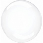 Шар (24''/61 см) Сфера 3D, Deco Bubble (синяя упаковка), Прозрачный, Кристалл, 1 шт.