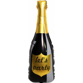 Шар (40''/102 см) Фигура, Бутылка Шампанское, Let`s Party, Черный, 1 шт.